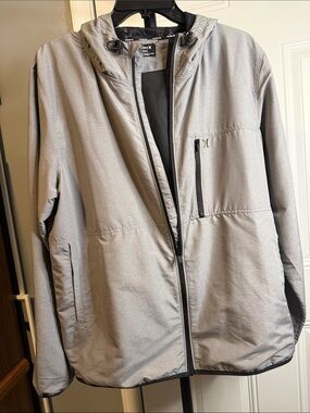 Hurley Light Gray Men's Hooded Windbreaker Jacket